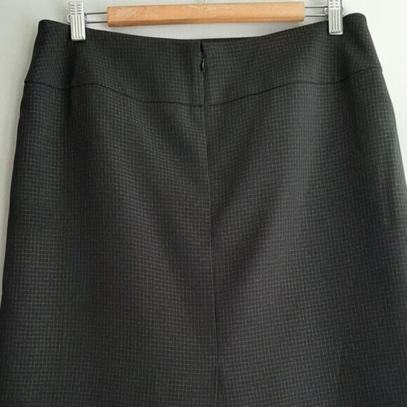 AK ANNE KLEIN / Classic Grid Check Knee Length Pencil Skirt Black Sz 10 - Picture 8 of 11